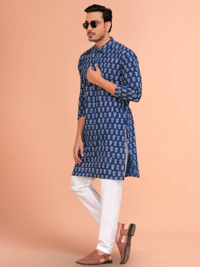 Indiehaat | BlockPrinted Cotton Kurta Pyjama Blue