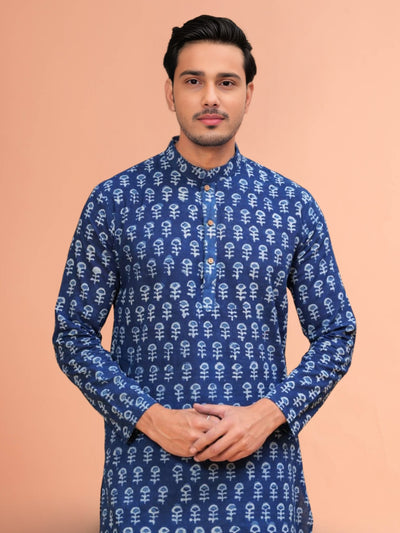 Indiehaat | BlockPrinted Cotton Kurta Pyjama Blue