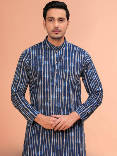 Indiehaat | BlockPrinted Cotton Kurta Pyjama Blue