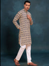 Indiehaat | BlockPrinted Cotton Kurta Pyjama Beige