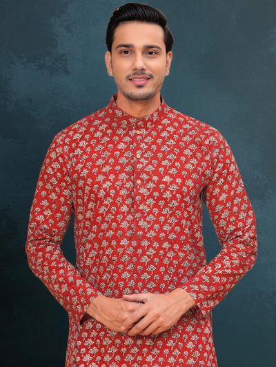 Indiehaat | BlockPrinted Cotton Kurta Pyjama Red