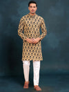 Indiehaat | Ajrakh Printed Cotton Kurta Pyjama Beige