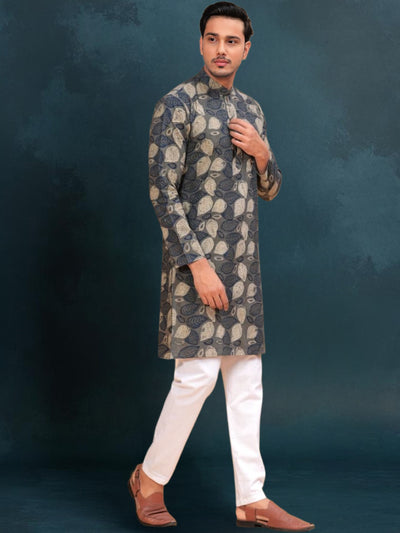 Indiehaat | Ajrakh Printed Cotton Kurta Pyjama Black