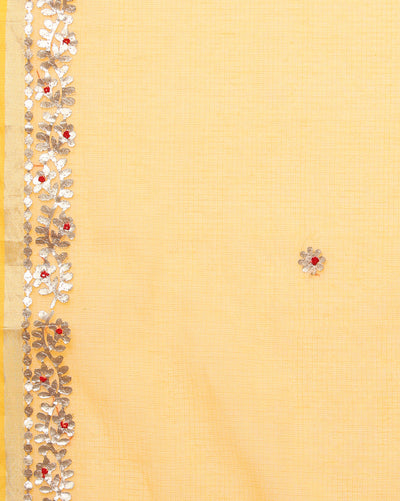 Gilded Grace Kota Cotton Gota Patti Yellow Saree