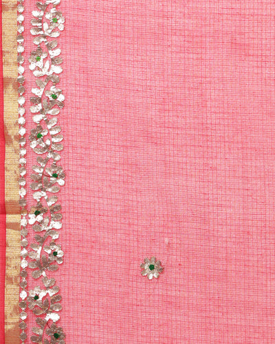 Indiehaat | Kota Cotton Gota Patti Maroon Saree