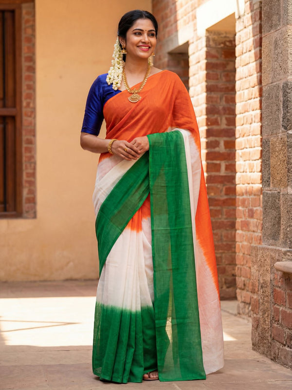 Indiehaat | Slun Linen Hand Dyed Saree Multicolor