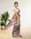 Silkmark Muga Tussar Silk Printed Gray Saree