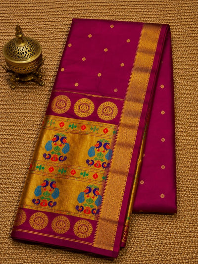 Rajdhara Handloom Paithani Silk Saree Deep Magenta