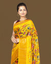 Silkmark Muga Tussar Silk Printed Yellow Saree