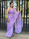 Indiehaat | Tepchi Handwork Georgette Saree Purple