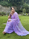 Indiehaat | Tepchi Handwork Georgette Saree Purple