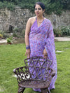 Indiehaat | Tepchi Handwork Georgette Saree Purple