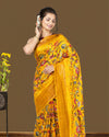 Silkmark Muga Tussar Silk Printed Yellow Saree