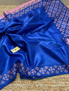 Indiehaat | Silkmark Tussar Silk Embroidery Saree Blue