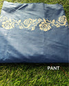 Katan Silk Suit Piece Blue Color with Bottom and Dupatta Floral Handblock Printed-Indiehaat