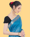 Handcrafted Kota Silk Torquise Blue Plain Saree