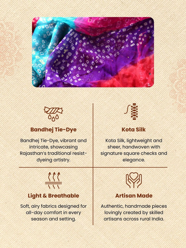 Dye & Drape Pure Silk Kota Ethereal Multicolor Dupatta