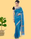 Handcrafted Kota Silk Torquise Blue Plain Saree