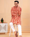 Indiehaat | BlockPrinted Cotton Kurta Pyjama Red