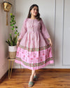 Indiehaat | Blockprinted Cotton Long Dress Pink