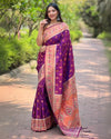 Indiehaat | Muniya Paithani Silk Zari Weaving Purple Saree