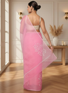 Trendy Kota Doria Cotton Bel Embroidery Pink Saree Handdyed