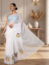 Vibrant White Pure Kota Doria Saree Embroidered