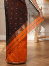 Poised Pure Maheshwari Silk Handloom Saree Orange & Brown