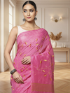 Poised Eri Tussar Silk Embroidered Pink Saree