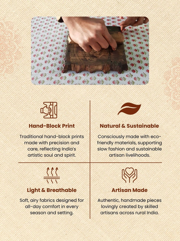 Royal Reflection Blockprint Kurta & Pyjama Wine