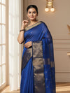 Lucid Maheshwari Pure Silk Butta Body Blue Saree