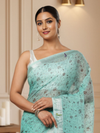 Kota Doria Paithani Embroidery Designer Saree Pale Green