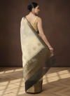 Decorous Banarasi Silk Linen Cream Handloom Saree