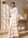 Dazzling Eri Tussar Silk Embroidered Cream Saree