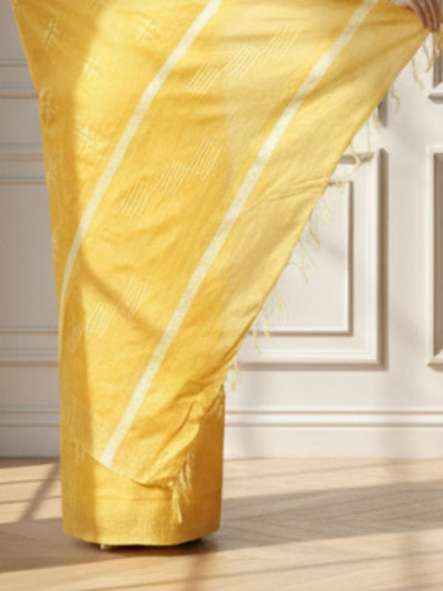 KatanHarvest Golden Yellow Silk Saree Weaving Design with Blouse-Indiehaat