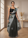 Vibrant Bandhej Kota Doria Embroidery Black Saree Handdyed