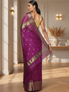 Lively Maheshwari Pure Silk Butta Body Purple Saree