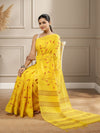 Poetic Eri Tussar Silk Embroidered Yellow Saree