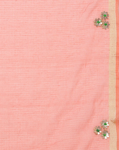 Pankhudi Gota Patti Peach Kota Cotton Saree