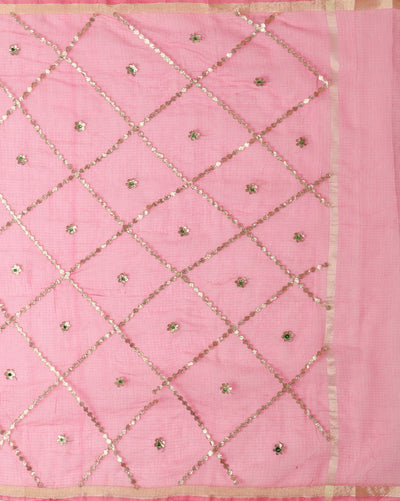 Pankhudi Gota Patti Pink Kota Cotton Saree