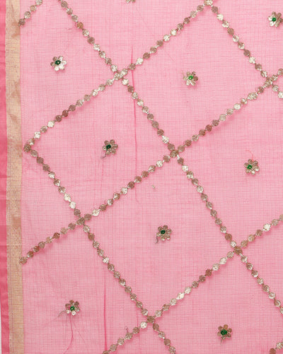 Pankhudi Gota Patti Pink Kota Cotton Saree