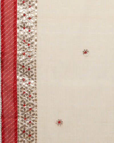 Pankhudi Jugnu Checks Gota Patti Off White Saree