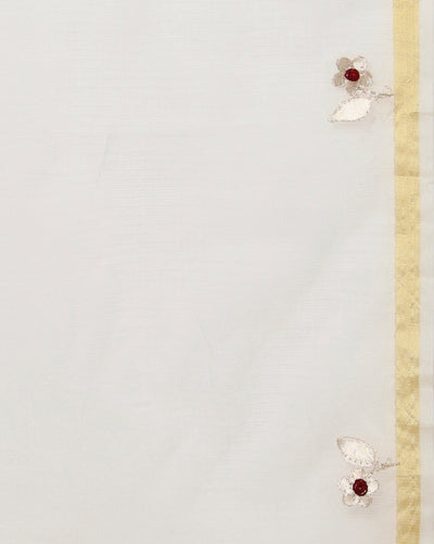 Pankhudi Kota Cotton Gota Patti Pure White Saree