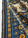 Indiehaat | Chanderi Silk Ajrakh Print Saree Blue