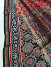 Indiehaat | Chanderi Silk Ajrakh Print Saree Black