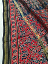 Indiehaat | Chanderi Silk Ajrakh Print Saree Red
