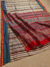 Indiehaat | Chanderi Silk Ajrakh Print Saree Beige