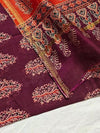 Indiehaat | Chanderi Silk Ajrakh Print Saree Red
