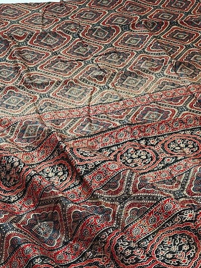 Indiehaat | Chanderi Silk Ajrakh Print Saree Multicolor