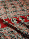 Indiehaat | Chanderi Silk Ajrakh Print Saree Red